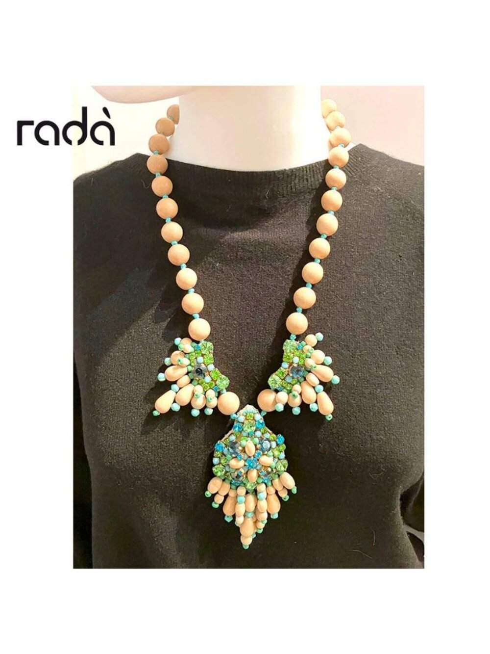 One-of-a-Kind vintage Radà Italy couture handmade bib statement necklace
